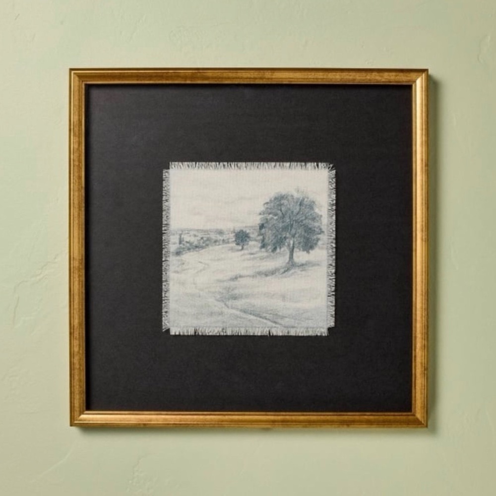 18"x18" Square Matte Black Landscape Framed Wall Art - Hearth & Hand™ Magnolia